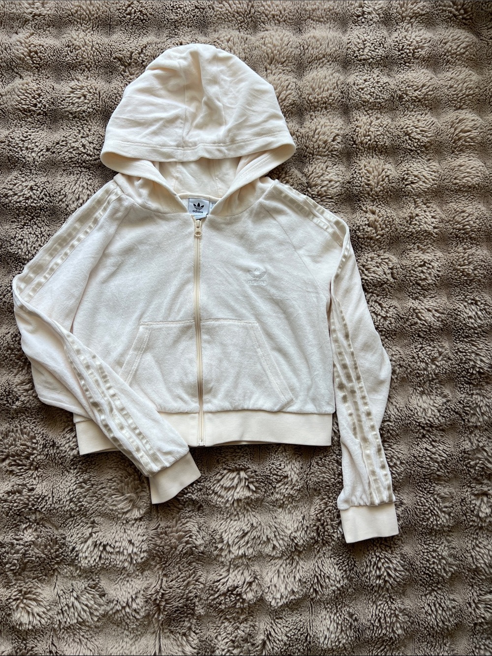 Adidas Women’s Cream Full-Zip Hooded Track Jacket